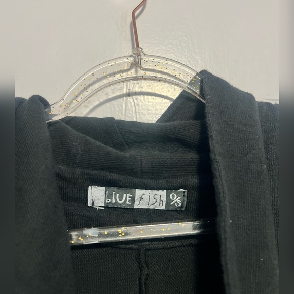 Blue Fish Made In USA Lagenlook Open Shawl Black Cardigan One Size - Picture 3 of 5